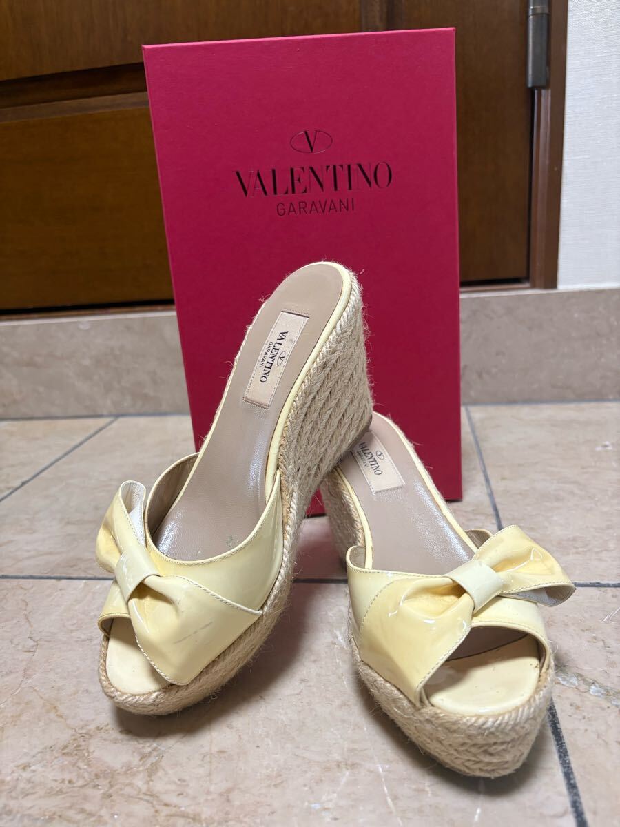VALENTINO ヴァレンティノ ウエッジ サンダル リボン ベージュ拍卖