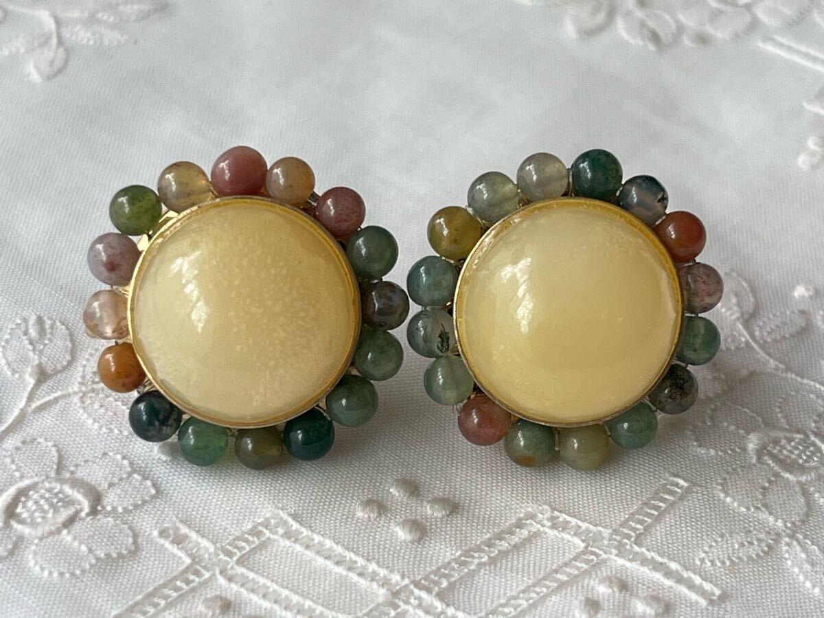 ヴィンテージ ** 70s マルチカラービジューの素敵なイヤリング vintage earrings 拍卖