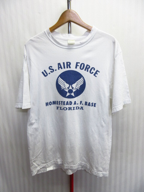 USA製 バズリクソンズ US AIR FORCE Tシャツ メンズL 白Tシャツ ミリタリーシャツ アメリカ製ロゴTシャツ 半袖カットソー 東洋 07152拍卖