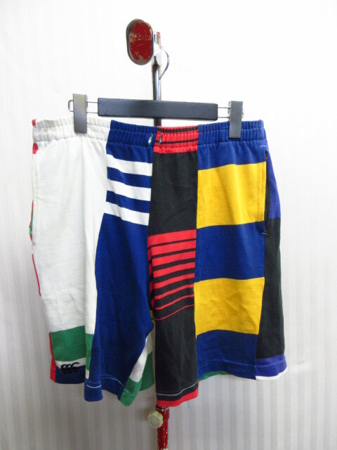 カンタベリー 90sヴィンテージ クレイジーパターン柄カラフルスウェットショーツ メンズL XL相当 ラグビーパンツ ショートパンツ 07151拍卖
