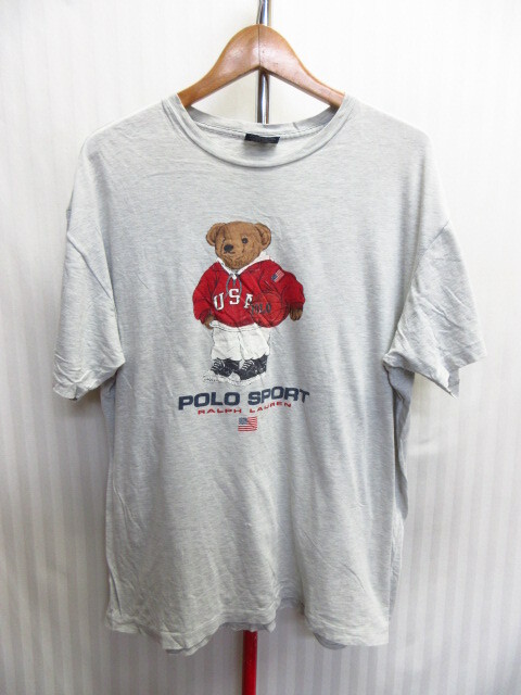 USA製 ラルフローレン ポロベア 90sヴィンテージ Tシャツ メンズUS M Lサイズ クマ柄ティーシャツ 半袖カットソー アメリカ製 07151拍卖