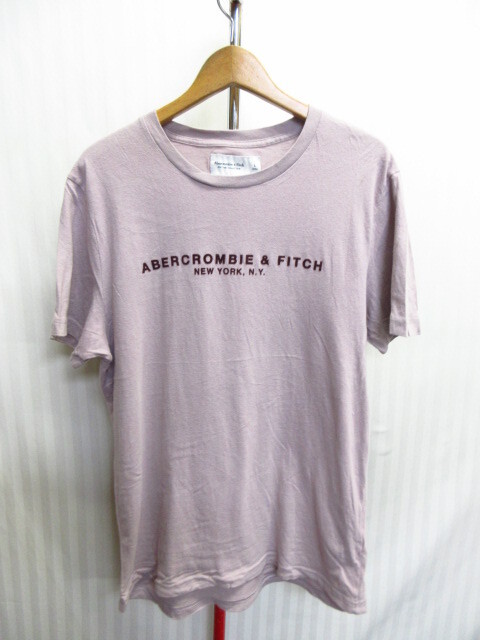 アバクロンビー&フィッチ Tシャツ メンズL パープル系 半袖カットソー ロゴTシャツ 半袖シャツ 半袖ウエア 07181拍卖