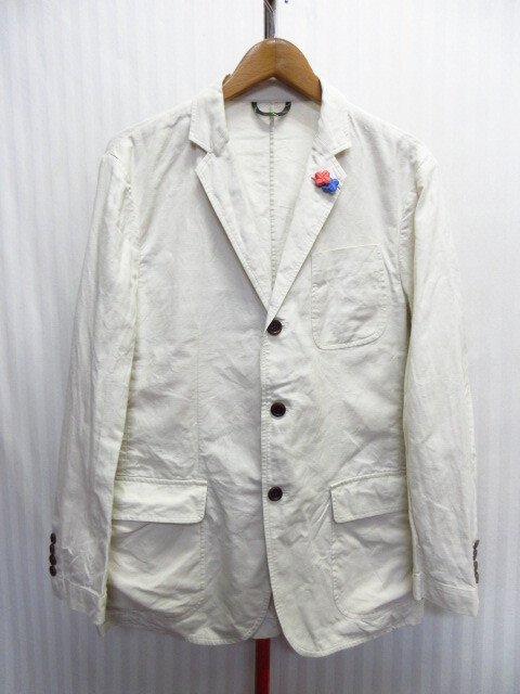 LAND'S END ランズエンド リネンジャケット メンズA5 ベージュ系 サマージャケット 春夏ブレザー 麻ジャケット テーラードジャケット07221拍卖