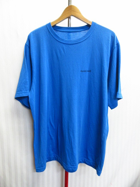 モンベル Tシャツ メンズXL LL 青 ウィックロンシャツ 速乾スポーツシャツ アウトドアシャツ トレッキングウエア 半袖カットソー 07231拍卖