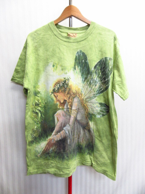 USA製 MOUNTAIN 90s00sヴィンテージ タイダイ柄Tシャツ メンズM L XL相当 フェアリーTシャツ 妖精 アメリカ製シャツ 半袖シャツ07242拍卖