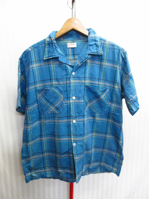 TOWN CRAFT タウンクラフト 60s70sヴィンテージ オープンカラーシャツ メンズL チェック柄シャツ 開襟シャツ 半袖シャツ 07252拍卖