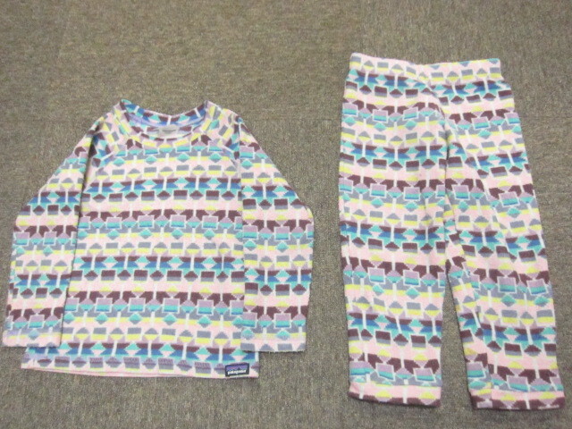パタゴニア ベビー・マイクロDクルー&ボトムス SIZE3T 総柄フリースウエア上下セット キッズ 子供 防寒インナー 秋冬アウトドア07120拍卖