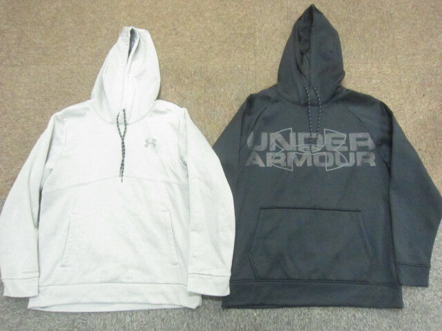 アンダーアーマー パーカー 2枚セット メンズL COLD GEAR STORM 秋冬トラックジャージトップ 防寒フーディー フード付きトレーナー07269拍卖