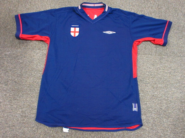 アンブロ製 サッカーイングランド代表 ユニフォーム メンズL 00sビンテージ リバーシブル仕様ゲームシャツ 半袖サッカーシャツ 05151拍卖