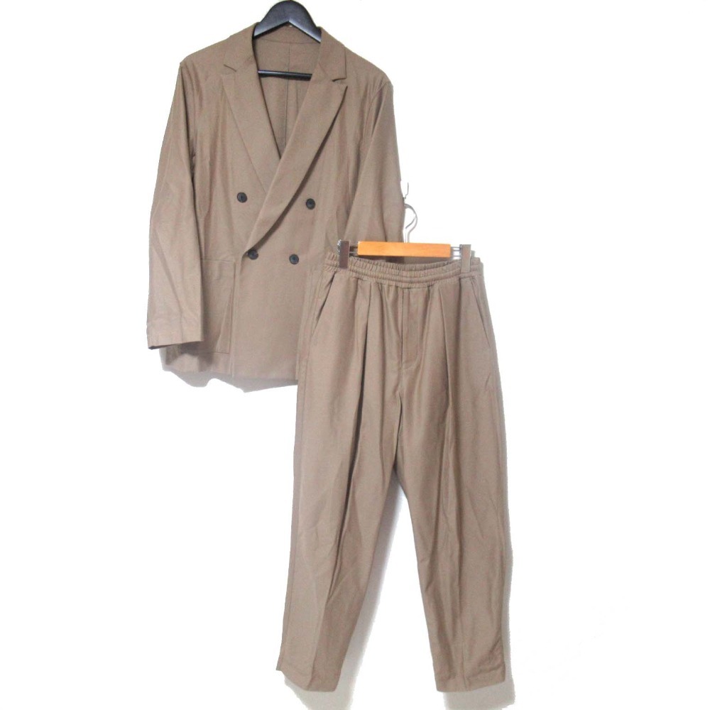 美品 23SS TOMORROWLAND トゥモローランド コットンナイロンジャージー ダブルブレステッド4Bジャケット スラックス セットアップ XS拍卖