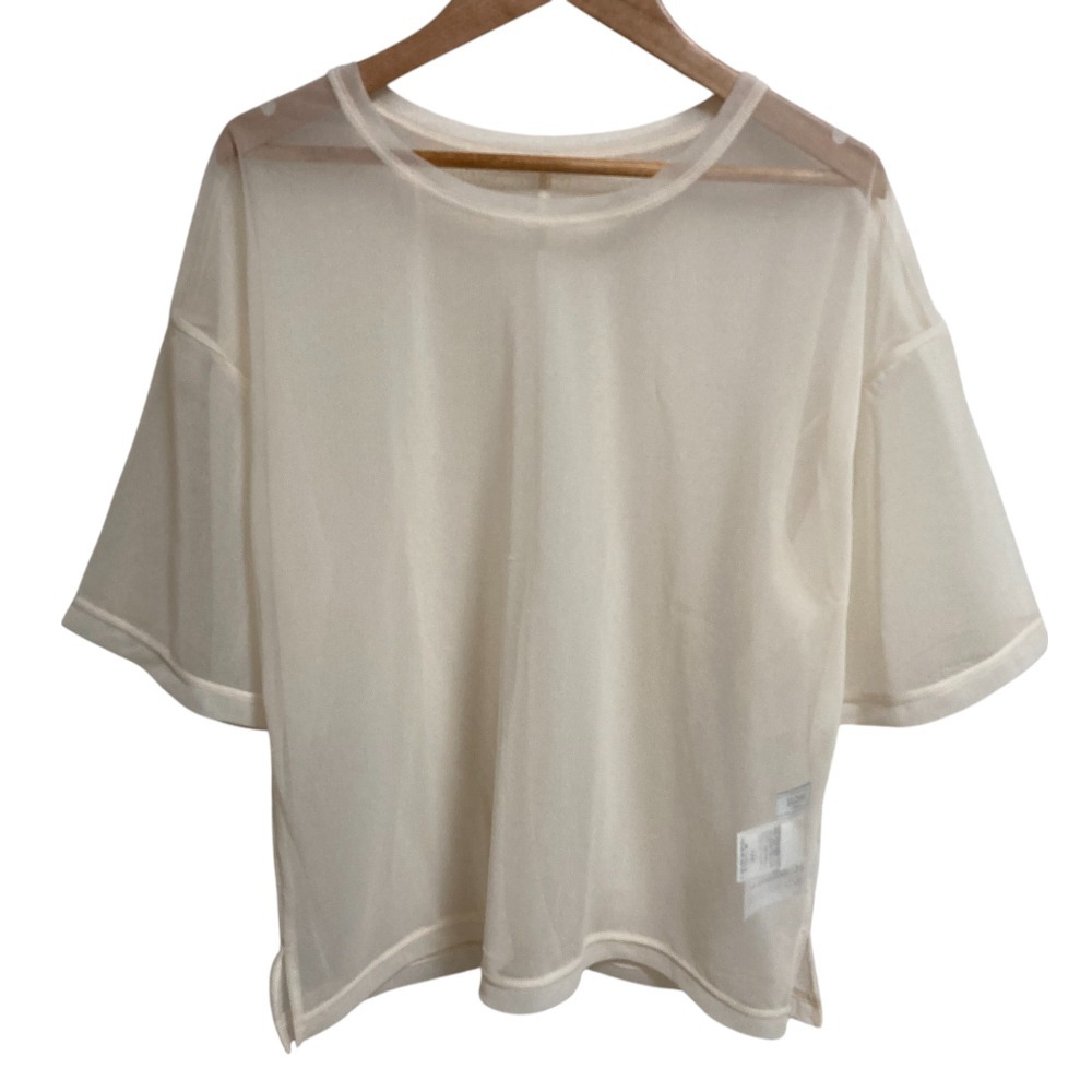 美品 24SS SLOBE IENA スローブイエナ オーガンジー シアーTee ショートスリーブ Tシャツ カットソー アイボリー拍卖