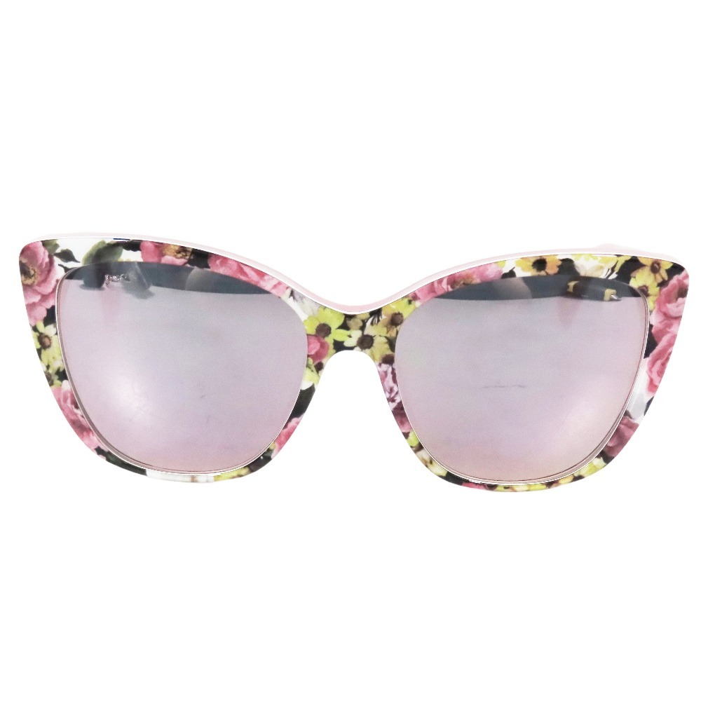 未使用 DOLCE&GABBANA ドルチェ&ガッバーナ アイウェア サングラス 花柄 プラスチックフレーム ミラーレンズ 55□17 ピンク拍卖