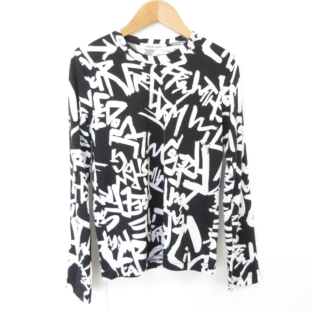 良品 21AW COMME des GARCONS コムデギャルソン グラフィックプリント ロングスリーブ Tシャツ カットソー ブラック拍卖