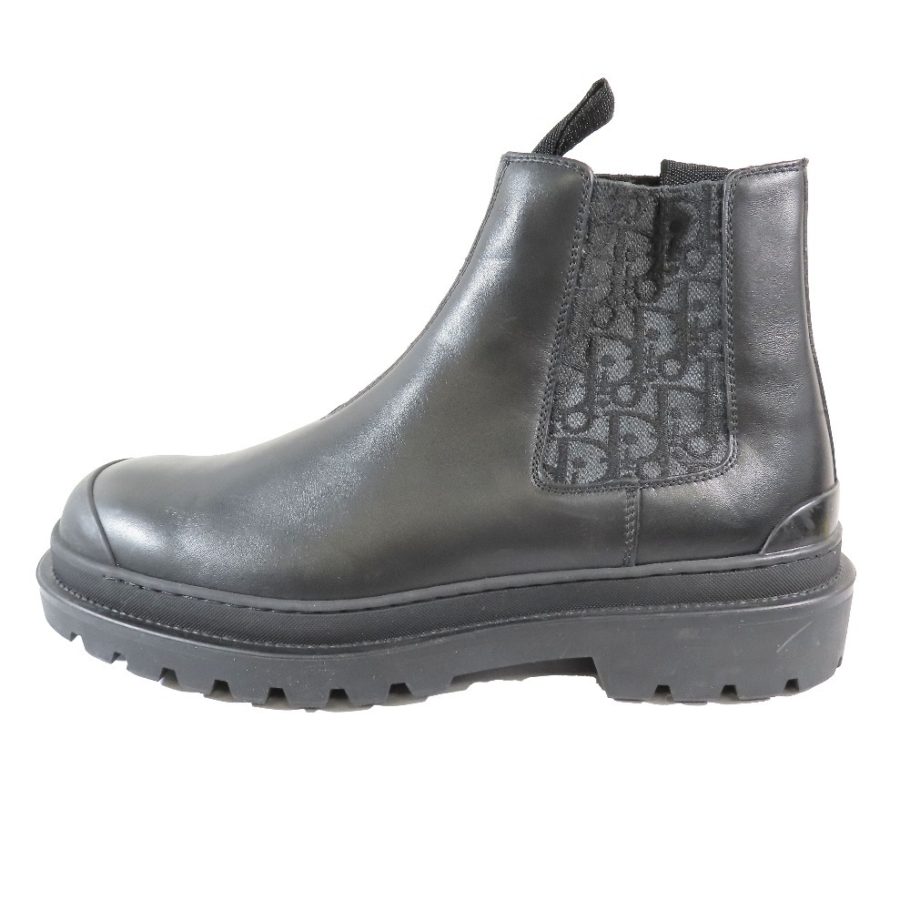 新品同様 DIOR ディオール Explorer レザー オブリーク サイドゴア ブーツ チェルシーブーツ エクスプローラー 靴 シューズ 黒 43/28cm拍卖