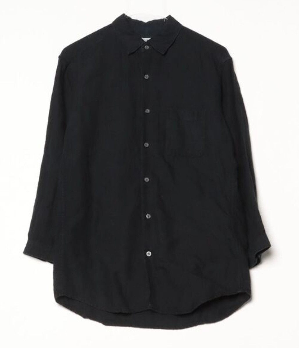 半額 BMINGbyBEAMS ベルギーリネン 長袖シャツ 七分シャツ M 長袖シャツ M ブラック 無地 シンプル 麻 メンズ拍卖