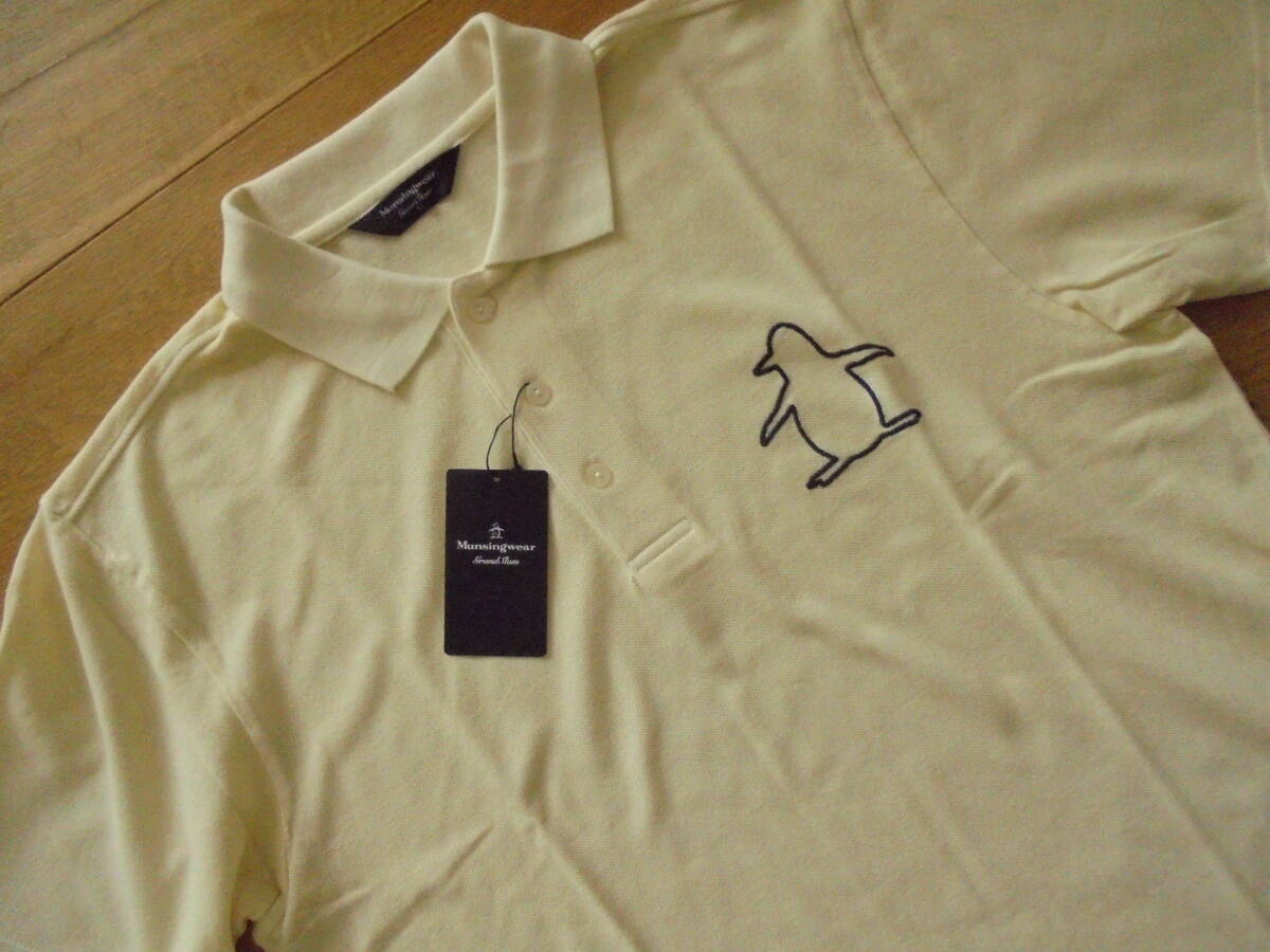 新品 デサント マンシングウェア グランドスラム Munsingwear NX2122 鹿の子 半袖ポロシャツ L クリーム ゴルフ拍卖