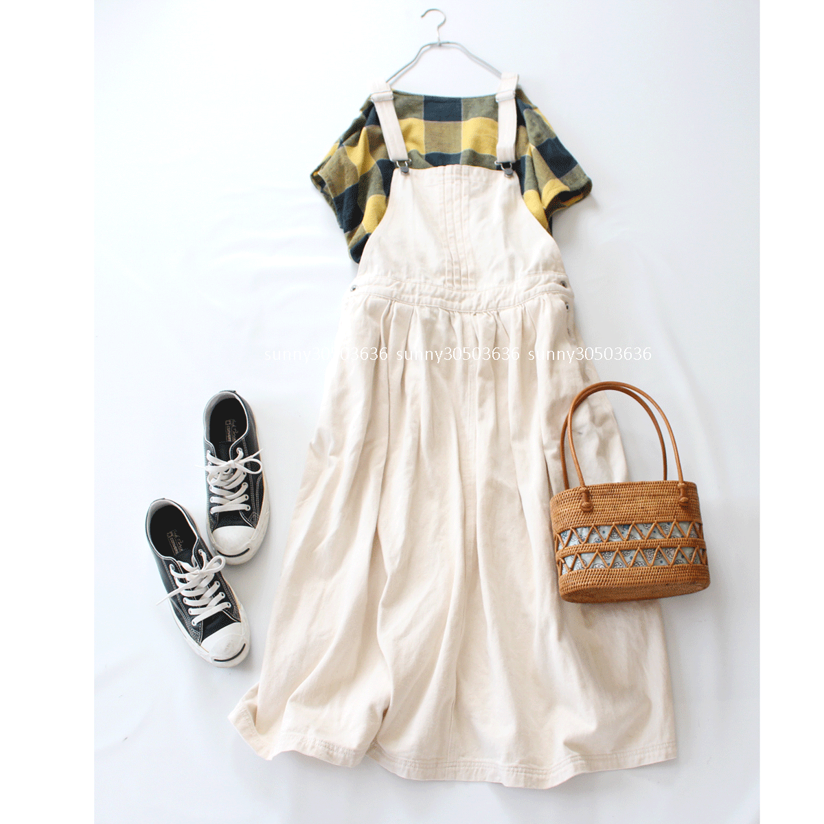 Samansa Mos2サマンサモスモス★フロントタック入りフレアロングサロペットスカート★ジャンパースカート★拍卖