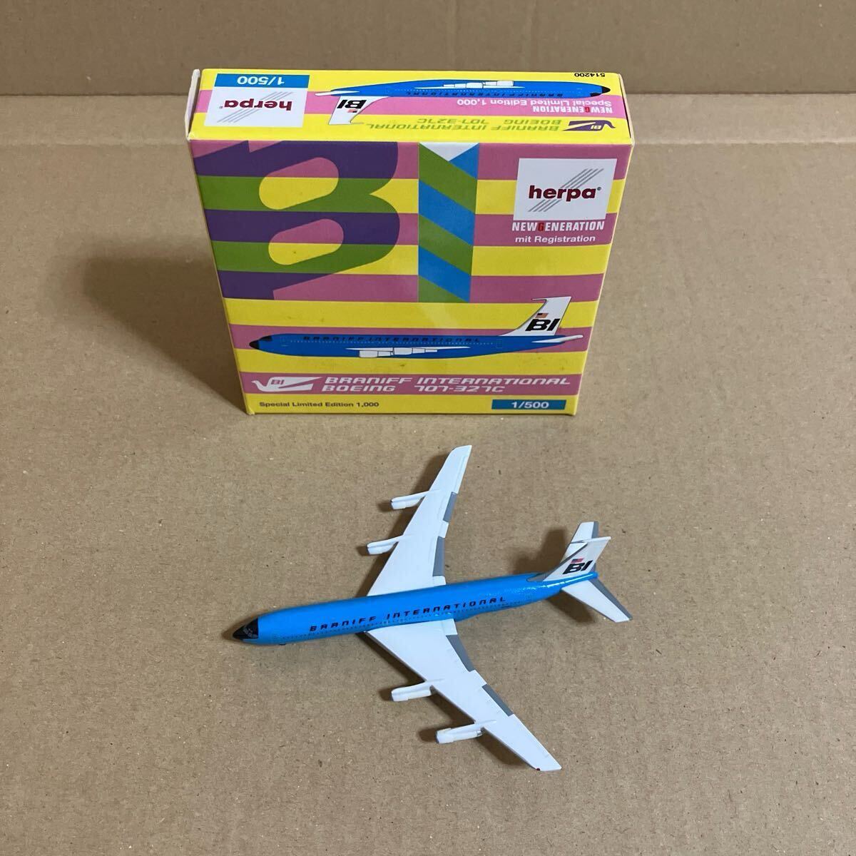 ■herpa Wings 1/500 ブラニフ航空 B707-300 ブルー N7097【中古品】■BRANIFF INTERNATIONAL拍卖