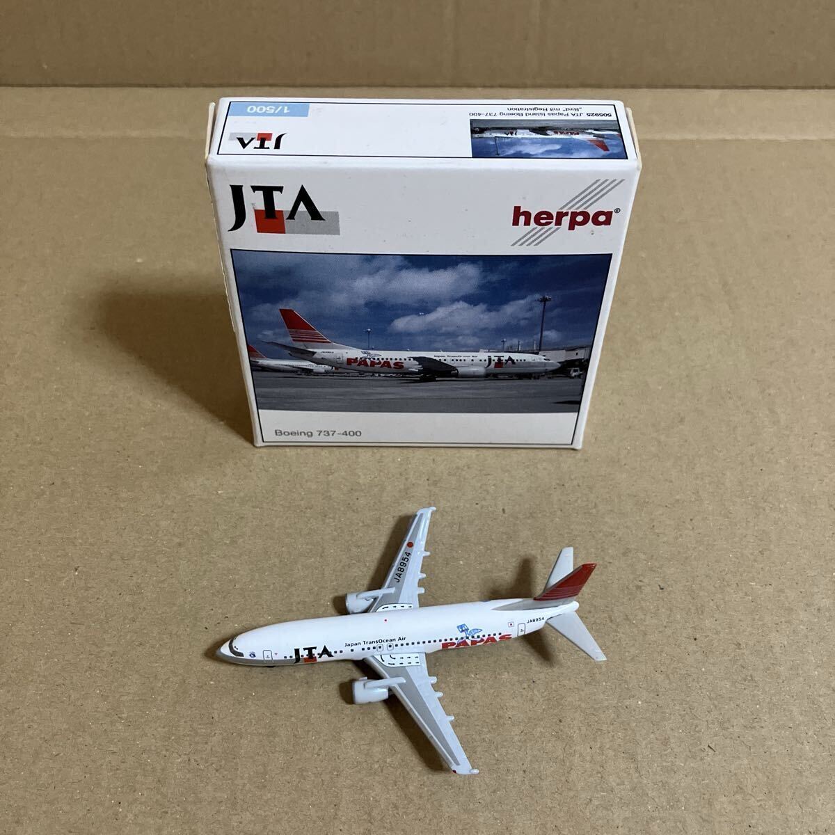 ■herpa Wings 1/500 JTA 日本トランスオーシャン航空 B737-400 『JTAパパスアイランド Bird』特別塗装機【中古品】■拍卖