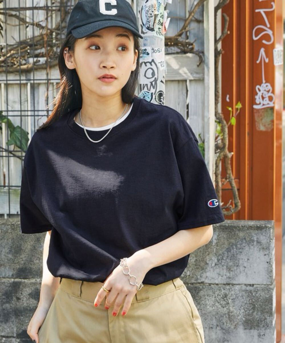 Champion Authentic チャンピオン ワッペン Tシャツ ネイビー拍卖