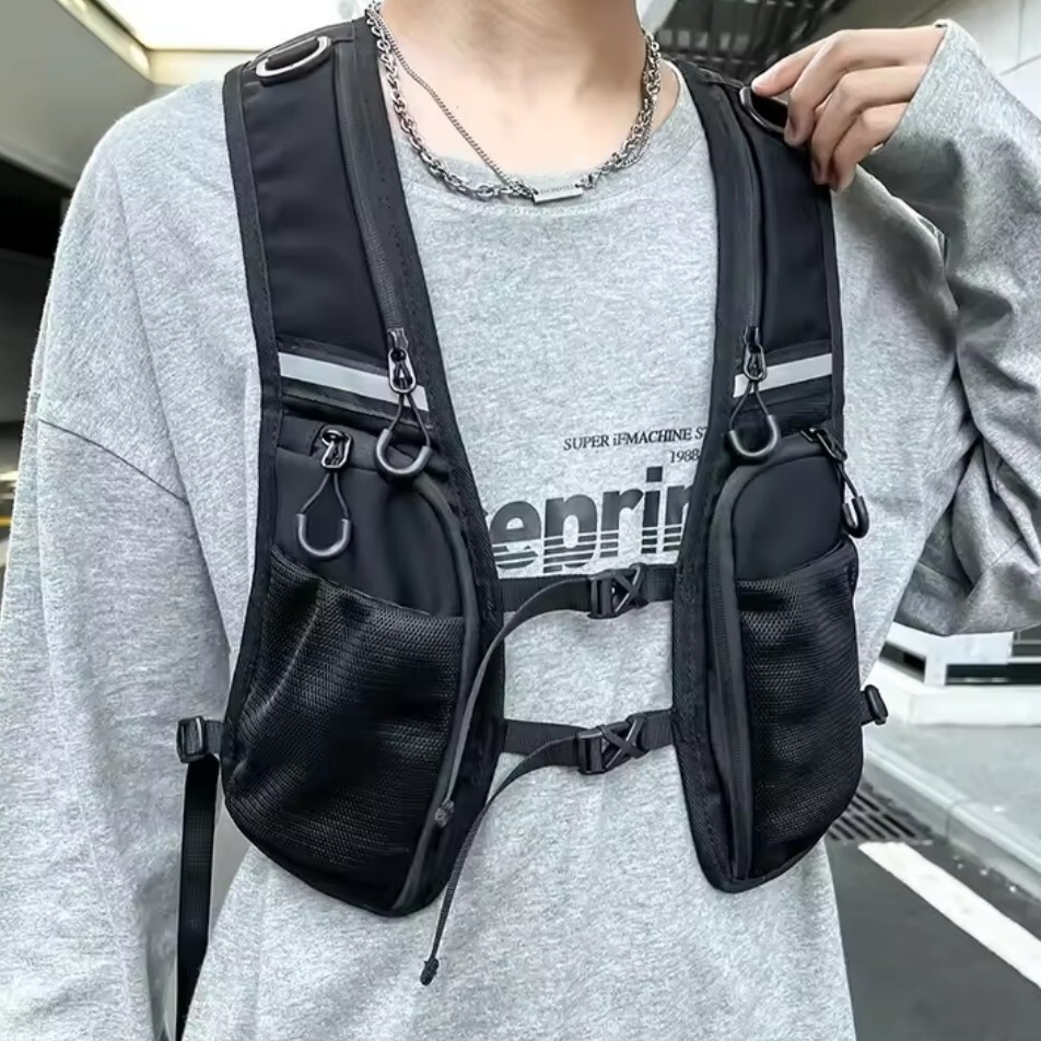 チェストバッグ ランニングベスト 軽量 男女兼用 フィッシングベスト 釣り用 ベスト ゲームベスト 浮力体なし 02拍卖