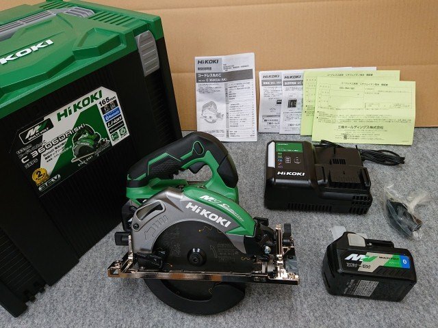 @【未使用品】 ハイコーキ 165mm コードレス丸のこ C3606DA (SK) 2XPS マルチボルト 電池2個・充電器・ケース・黒鯱チップソー付き拍卖