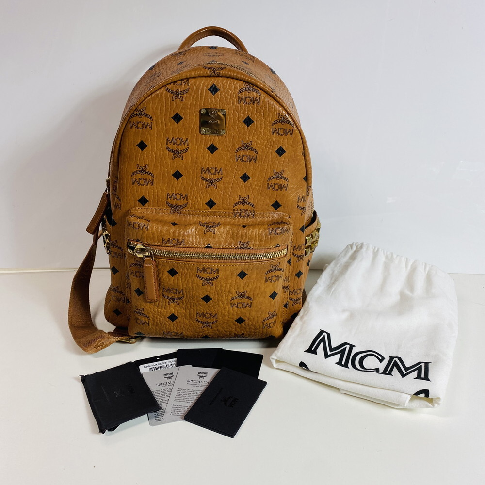ICH【中古美品】MCM ヴィセトス スタークモノグラム サイドスタッズ リュックサック デイパック ブラウン〈180-250703-SM-01-ICH〉拍卖