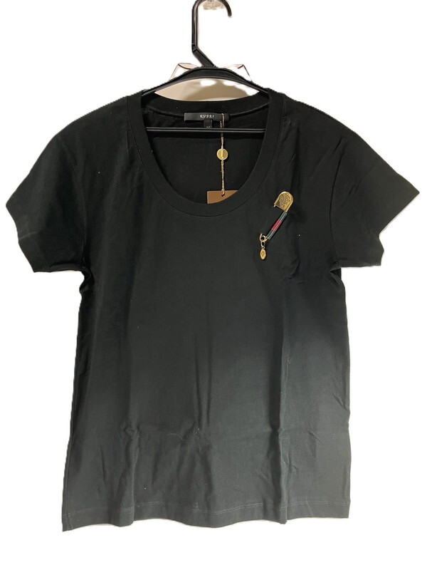 MIN 【中古美品】 未使用 長期保管品 GUCCI グッチ Tシャツ ピン シェリー Mサイズ レディース ブラック 箱付 〈183-250312-SS-2-ICH〉拍卖