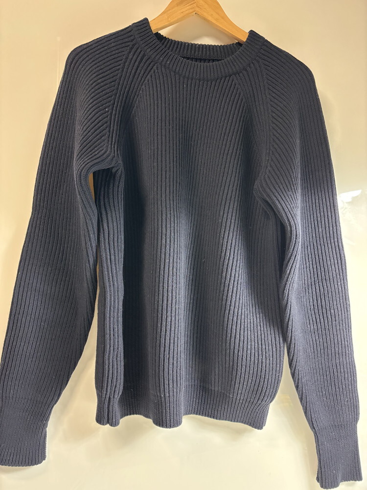 MIN 【中古品】 BEAMS ビームス ウール ニット セーター エルボ―パッチ М ネイビー 〈184-241203-HN-9-ICH〉拍卖