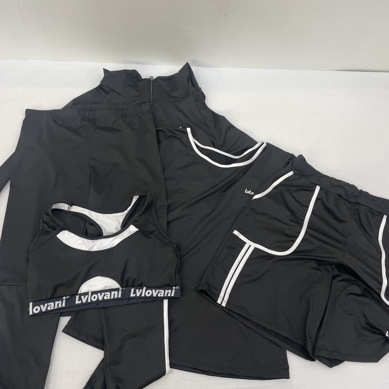 TEI【現状渡し品】スポーツウェア レディース 上下5点セット BK フィットネス ランニング ヨガ XLサイズ〈127-250703-NS-08-TEI〉拍卖