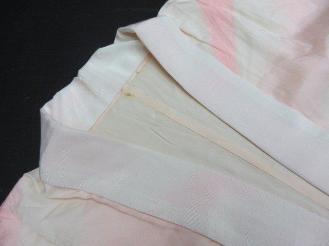 1円 中古 正絹 長襦袢 振袖用 成人式 入学 卒業 式典 和装 和服 グラデーション 飛鶴 雲 袖無双 身丈125cm 裄65cm【夢職】★拍卖