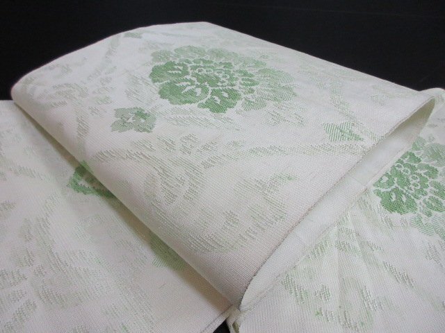 1円 中古 絹 化繊 開き名古屋帯 和装 和服 草花 花柄 お洒落 八寸帯 長さ350cm【夢職】★拍卖