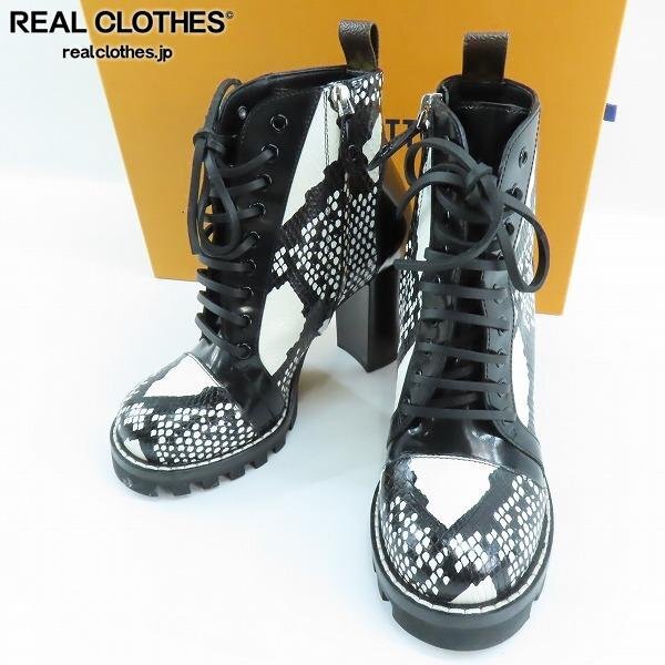 LOUIS VUITTON/ルイヴィトン パイソン スタートレイルライン アンクル ヒール ブーツ/37.5 /080拍卖