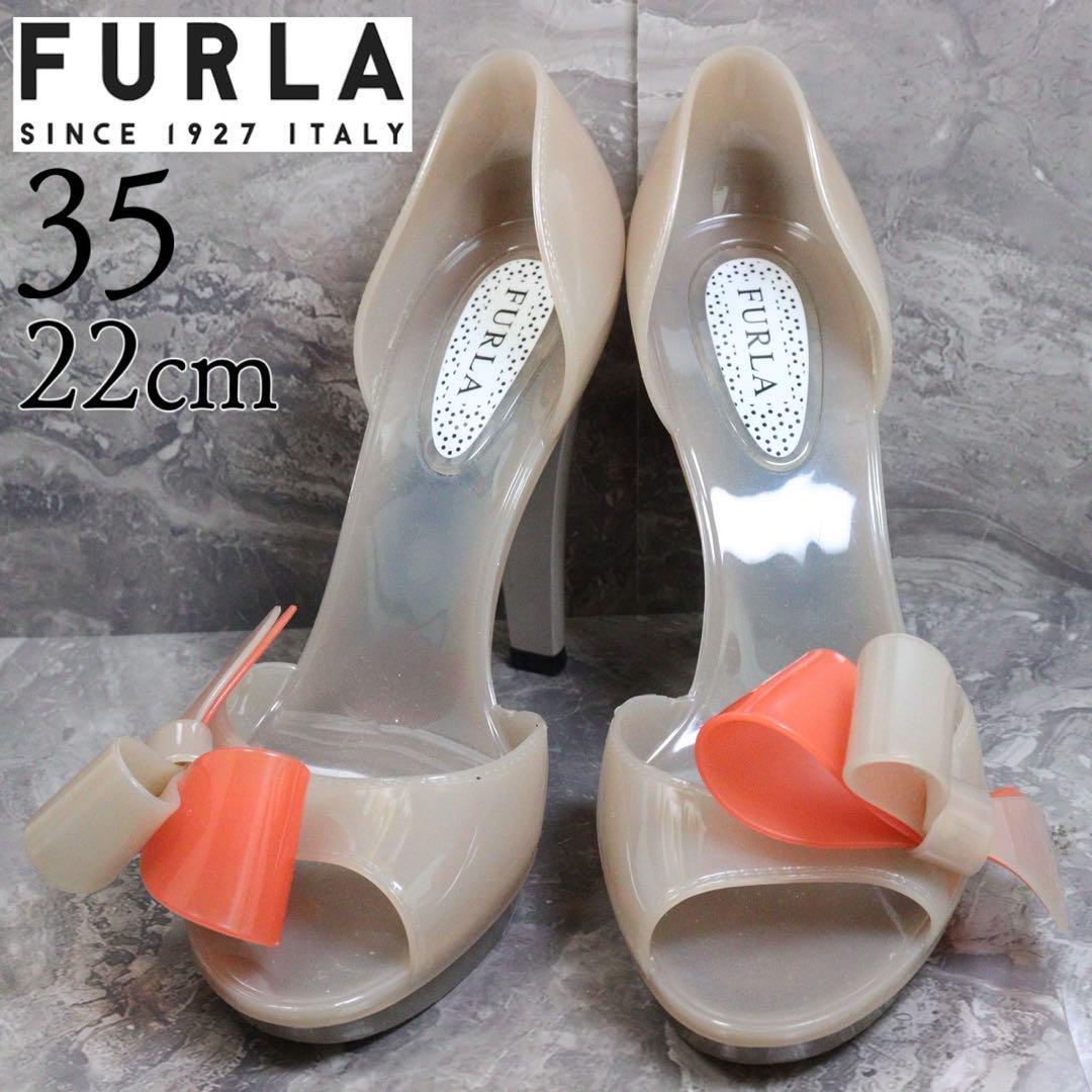 FURLA フルラ 22 サンダル リボン ハイヒール ラバーサンダル拍卖