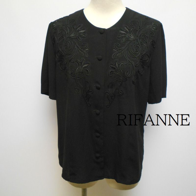 959004 RIFANNE 東京ソワール 黒 ブラックフォーマル 半袖 ブラウス 11 未使用タグ付【クリックポスト可】拍卖