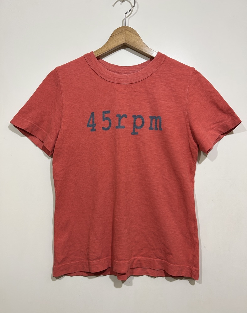 ★ 45rpm 半袖 Tシャツ カラーTシャツ 2カットソー シンプル ロゴプリント ロゴT ピンク 赤系 コットン 日本製拍卖