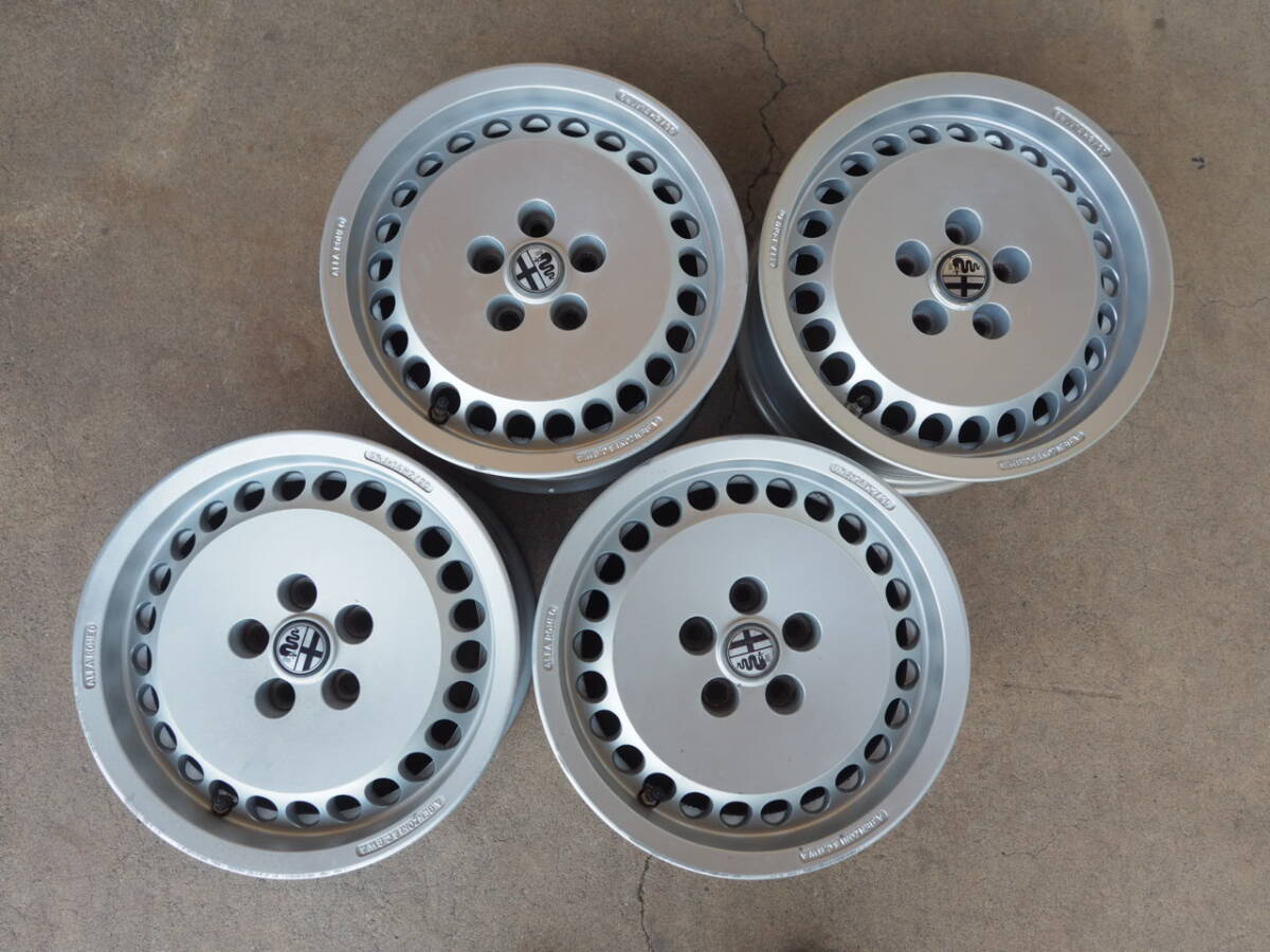 P185 送料無料 アルファロメオ75純正 6.5Jx14 +30 PCD98 5穴 4本 アルファロメオ純正アルミホイール 拍卖