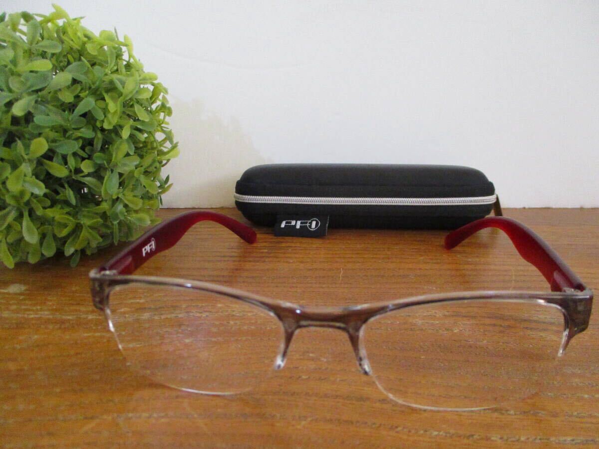 【中古・美品・ケース付】PFI 老眼鏡 3.00 博士ルーペ メガネ 眼鏡 度入り プラスチックフレーム 赤 シニアグラス 人気 上品 オシャレ拍卖