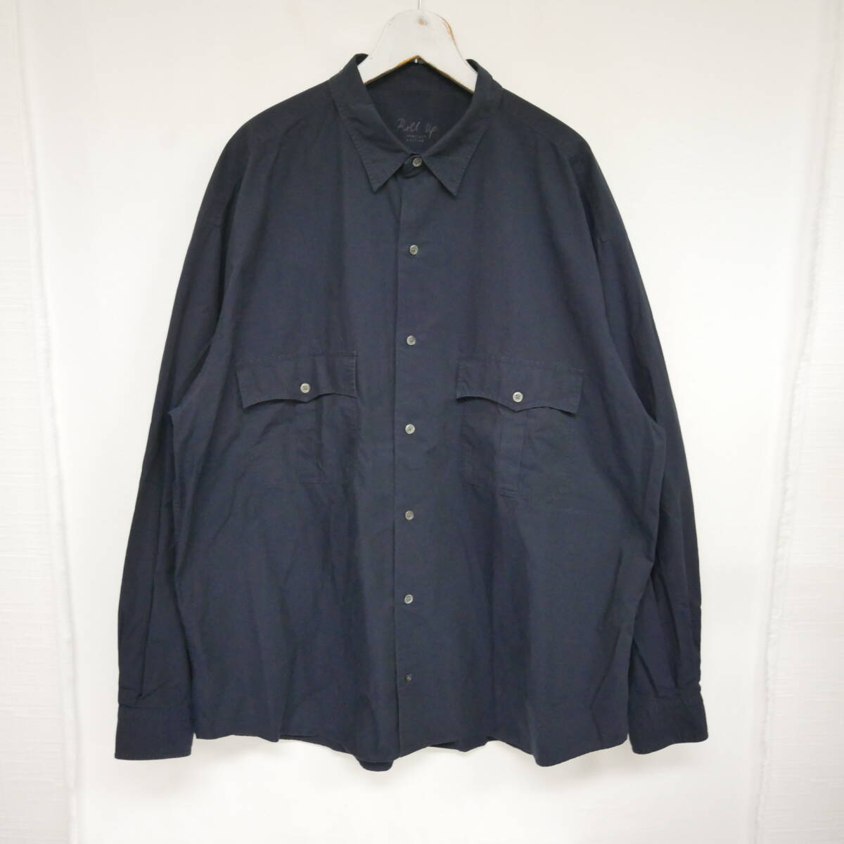 【1円】良好 Porter Classic ポータークラシック 国内正規 ROLL UP COTTON SHIRT ロールアップシャツ PC-016-3359 定価39600円 NAVY XXXL拍卖