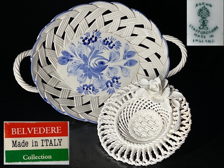 【瑞】洋食器 バスケット 大小 2点まとめて イングランド製 イタリア製拍卖