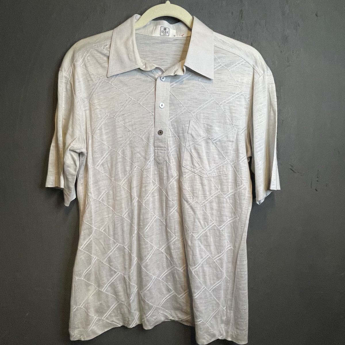 SUN FOR MEN TOKYO 麻100% 格子柄ポロシャツ size L拍卖