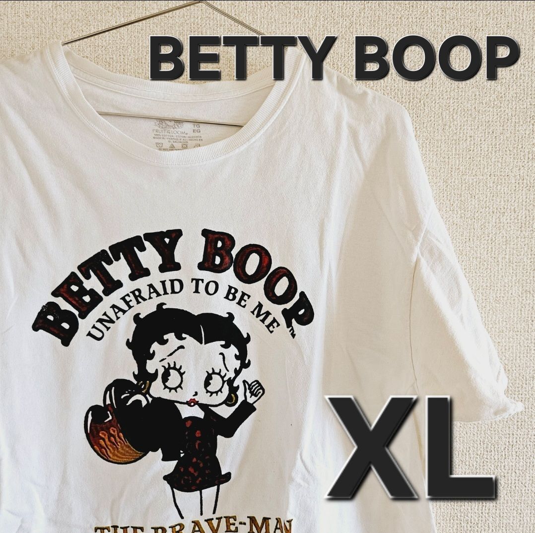 【古着ヴィンテージ】BETTY BOOP 白Tシャツ XLサイズ ブレイブマン ベティちゃん 一点もの拍卖