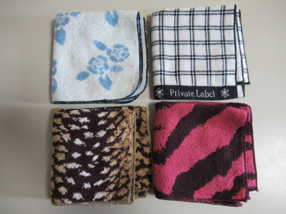 R7 07★ブランド タオルハンカチ4枚セット【イネド1枚*プライベートレーベル1枚*ピンキーダイアン2枚】拍卖