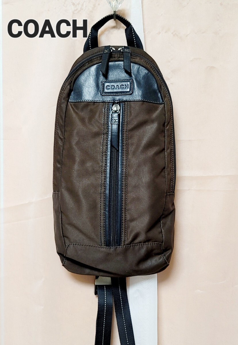 【COACH】コーチ ボディバッグ ブラウン ナイロン F70692拍卖
