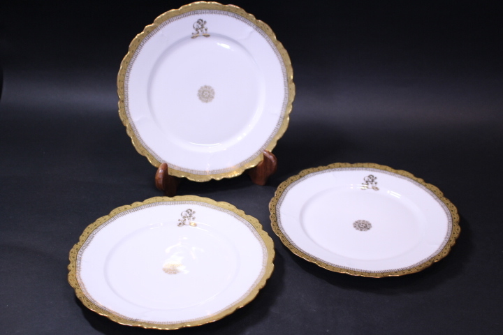w-6860 LIMOGES LS&S リモージュ 金彩 プレート 3点拍卖