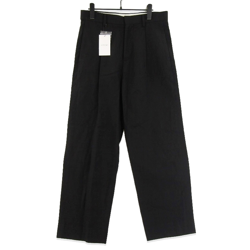 未使用 SOPHNET. ソフネット LINEN WOOL 1TUCK SLACKS SOPH-250022 1タックスラックス リネン ウール ブラック 黒 S タグ付き 18000688拍卖