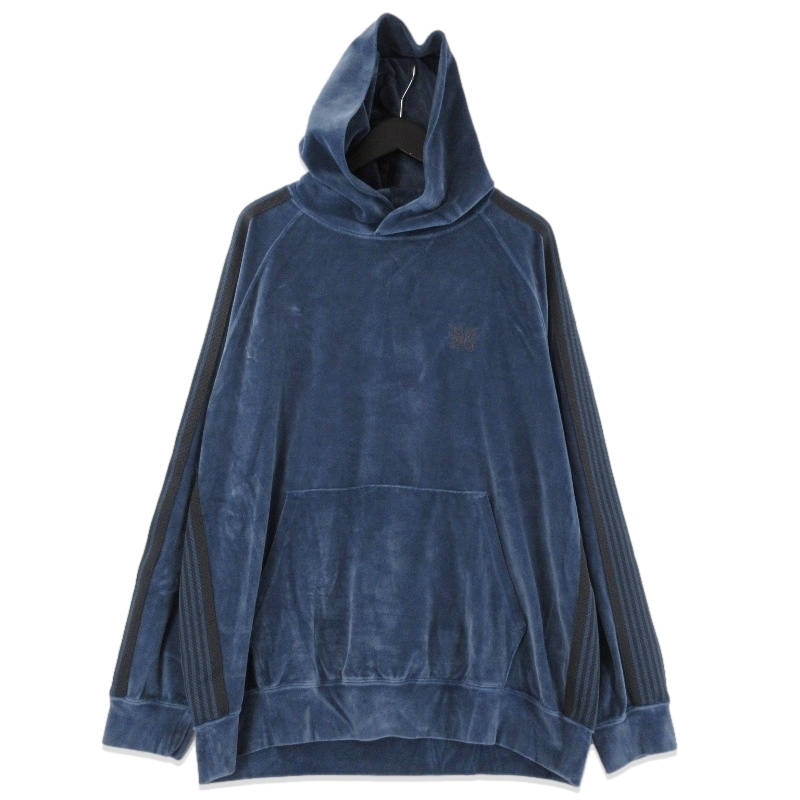 美品 Needles ニードルス プルオーバーパーカー NS252 23AW TRACK HOODY C/PE VELOUR ベロア トラック スモークブルー XL 71012988拍卖