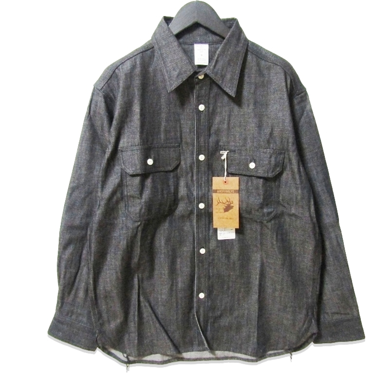 未使用 ANDFAMILYS アンドファミリー 長袖デニムシャツ SHL-2410793 Organic Denim Shirts 日本製 ブラック 黒 M タグ付き 27110609拍卖