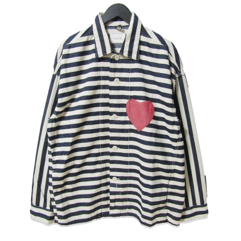CAL O LINE キャルオーライン シャツジャケット CL231-019 ヒッコリー ストライプ 23SS HICKORY STRIPE JACKET インディゴ M 27110677拍卖