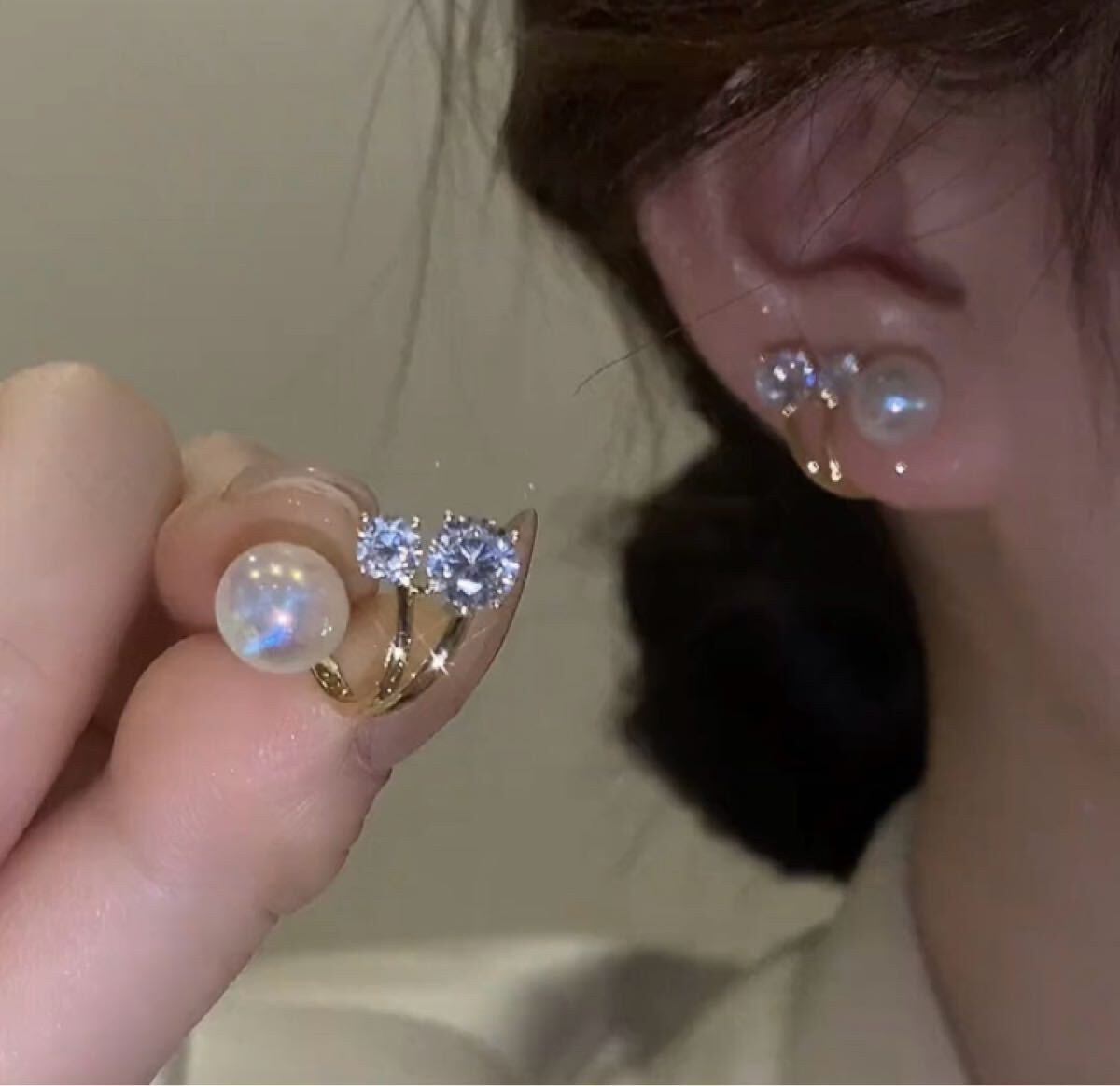 新品 未使用 ピアス ゴールド 可愛い パール ラインストーン パールピアス デザインピアス レディース フォーマル シンプル 結婚式拍卖